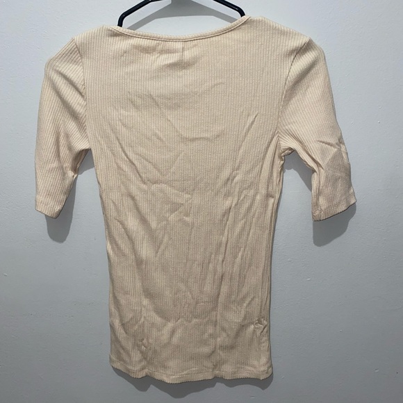 H&M beige ribbed assymetrical neck top, size XS - Picture 2 of 3